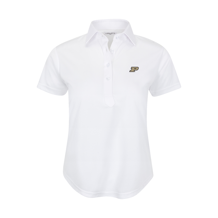 Purdue Women's Cap Sleeve Semi Spread Polo White
