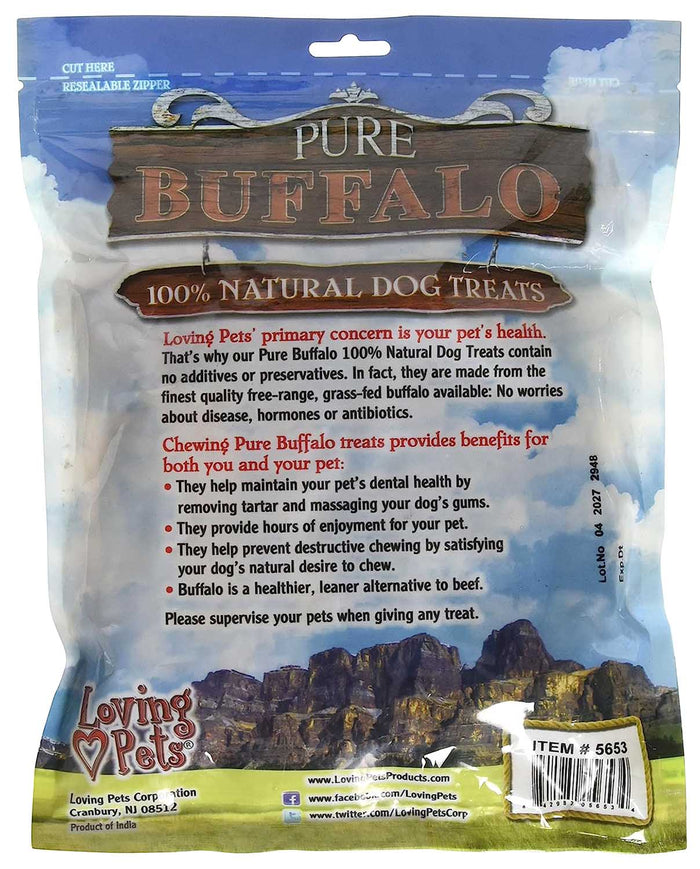 Pure Buffalo Dog Chews, 6" Backstrap Tendon, Natural Dental Treats, Long - Lasting Chews, Grass - Fed, Free - Range, 20 Pack - ZOWC - Water Buffalo - 6" - 20 pk - 2