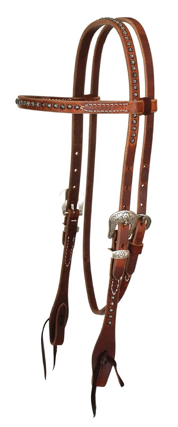 Reinsman Rosewood & Spots Browband Headstall, Full - RD1GJ - Rosewood Harness Brown - Full - 1