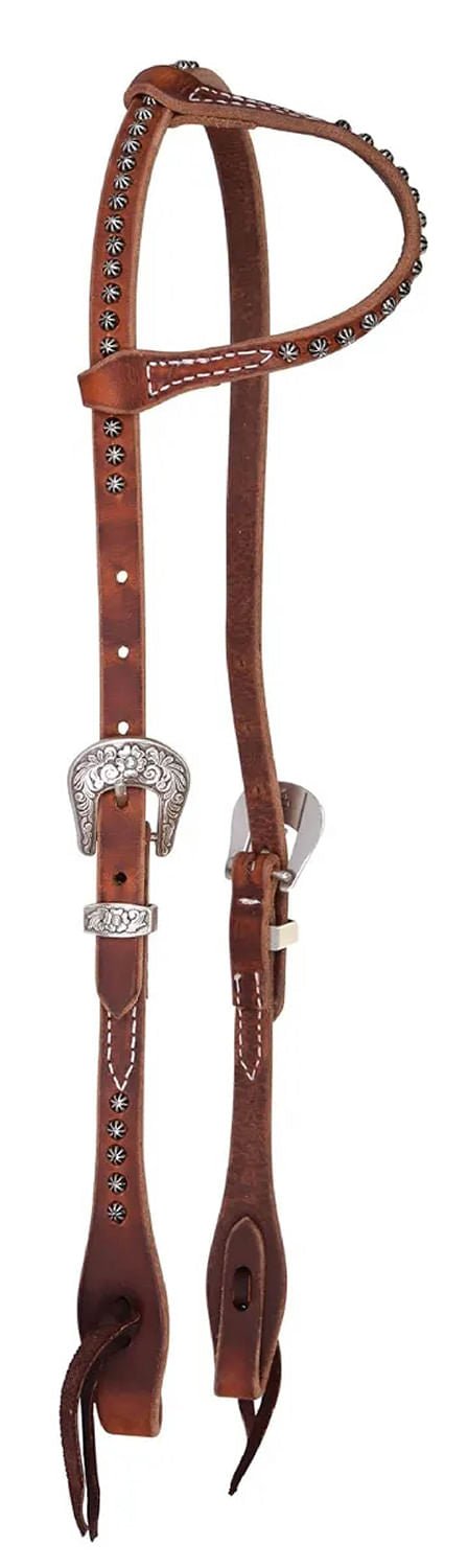 Reinsman Rosewood & Spots One Ear Headstall, Full - RD1GK - Rosewood Harness Brown - Full - 1