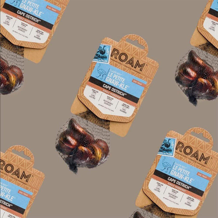 Roam Dog Treats Le Petite Gnaw - kle Ostrich Knuckle Small Dog Chew, 2pk - RO21A - See product for details - Ostrich - 2pk - 5