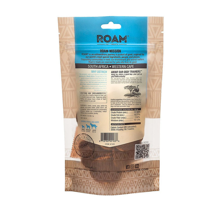 Roam Dog Treats Ossy Chips, 2 oz - RO21X - See product for details - Ostrich - 2oz - 2