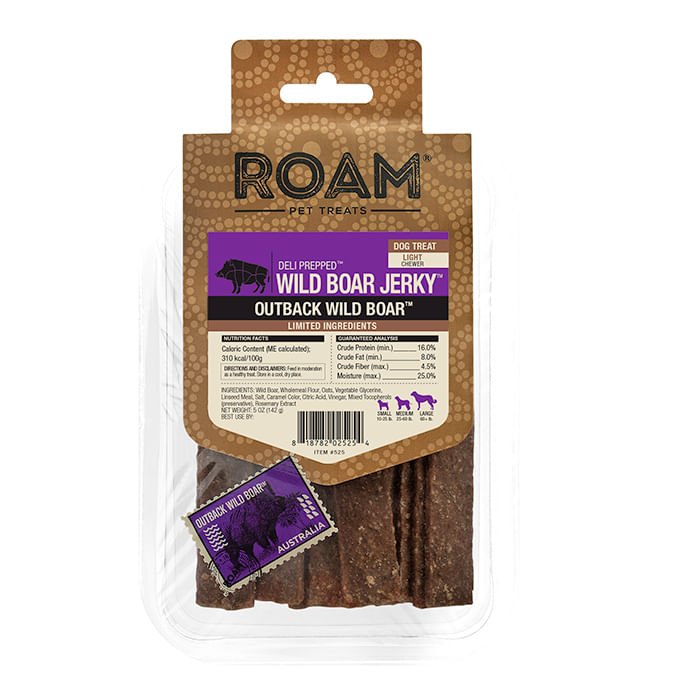 Roam Dog Treats Wild Boar Jerky, 5 oz - RO21V - See product for details - Boar - 5oz - 1