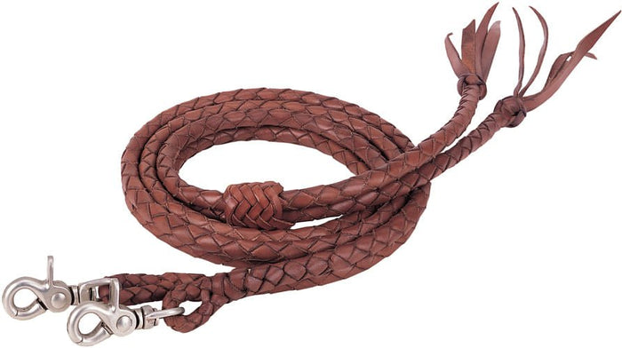 Round Braided Latigo Split Reins, 1/2" X 7' - WEARF - 2