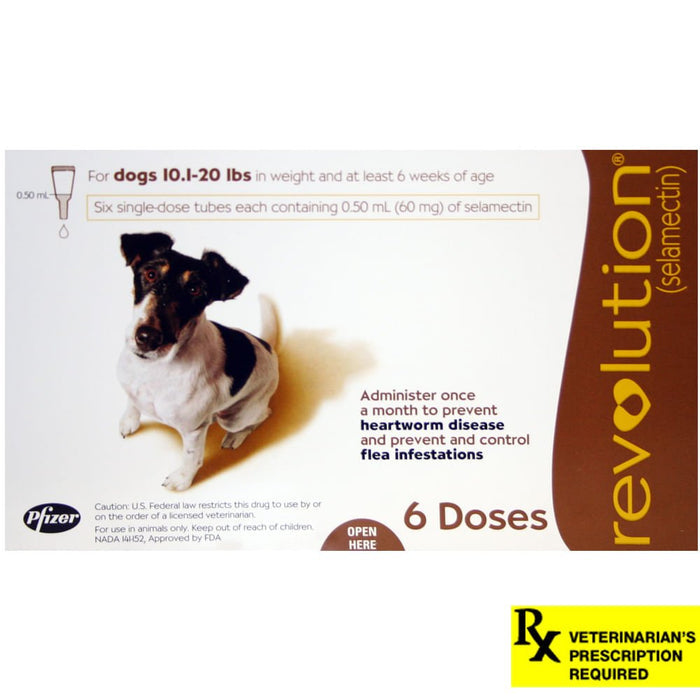 Rx Revolution (selamectin) Canine Once - a - month Flea Topical for Dogs - 012PFZ08-8514B - 10.1 - 20 lbs - 6 months - 3