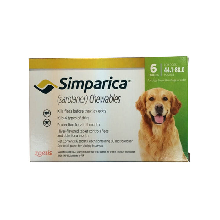Simparica (sarolaner) Chewable Tablets for Dogs - 012ZOE06-12461 - 44.1 - 88 lb - 6 Chewable Tablets - 8