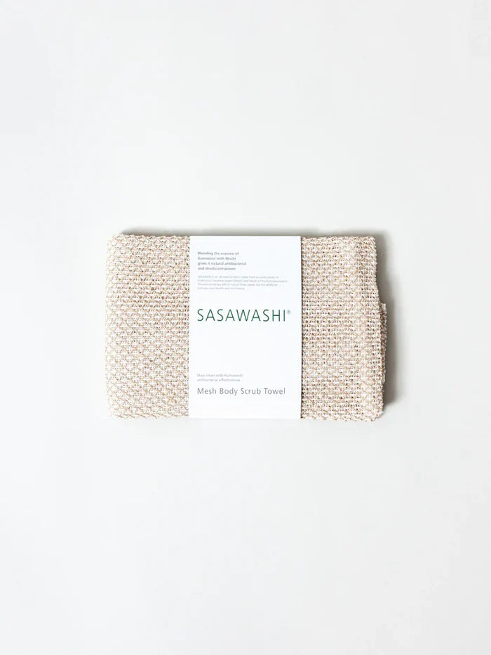 Sasawashi Mesh Body Scrub Towel | Beige