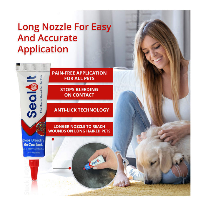 Seal It Wound & Blood Stop Gel for Dogs & Cats - SIAA - .5oz (15 ML) - 2