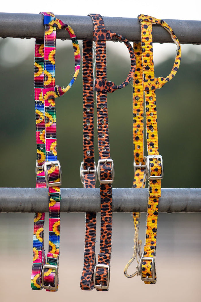 Showman Nylon One Ear Patterned Horse Headstall with Nickel Plated Buckles - SSTKW - Serape & Sunflower - 5
