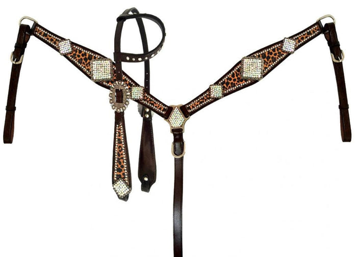 Showman Rhinestone Concho & Cheetah Tack Set - SSTP7 - 1