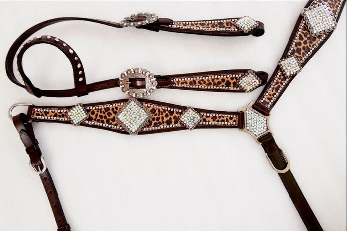 Showman Rhinestone Concho & Cheetah Tack Set - SSTP7 - 2
