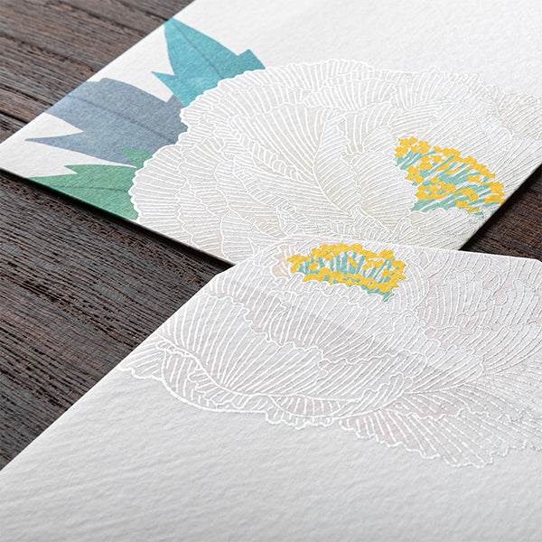 Silk Screened Peony Washi Envelopes