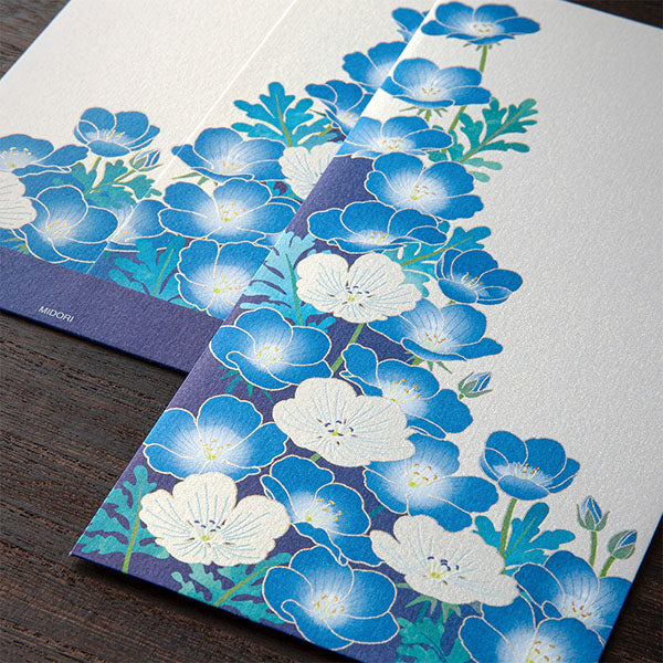 Silk Screened Washi Envelopes | Blue Flower