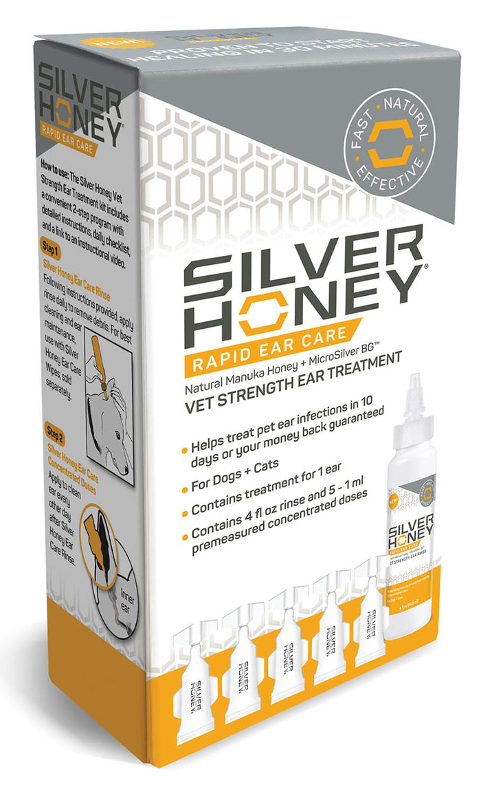 Silver Honey Rapid Ear Care Vet Strength Ear Treatment Rinse + Concentrated Doses - Y1VB - 1