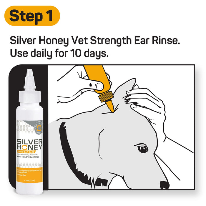 Silver Honey Rapid Ear Care Vet Strength Ear Treatment Rinse + Concentrated Doses - Y1VB - 5