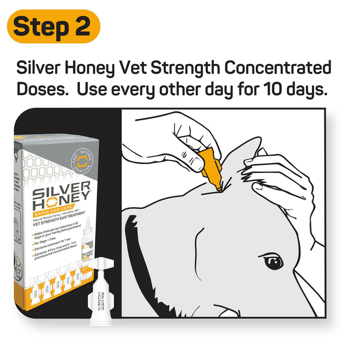 Silver Honey Rapid Ear Care Vet Strength Ear Treatment Rinse + Concentrated Doses - Y1VB - 6