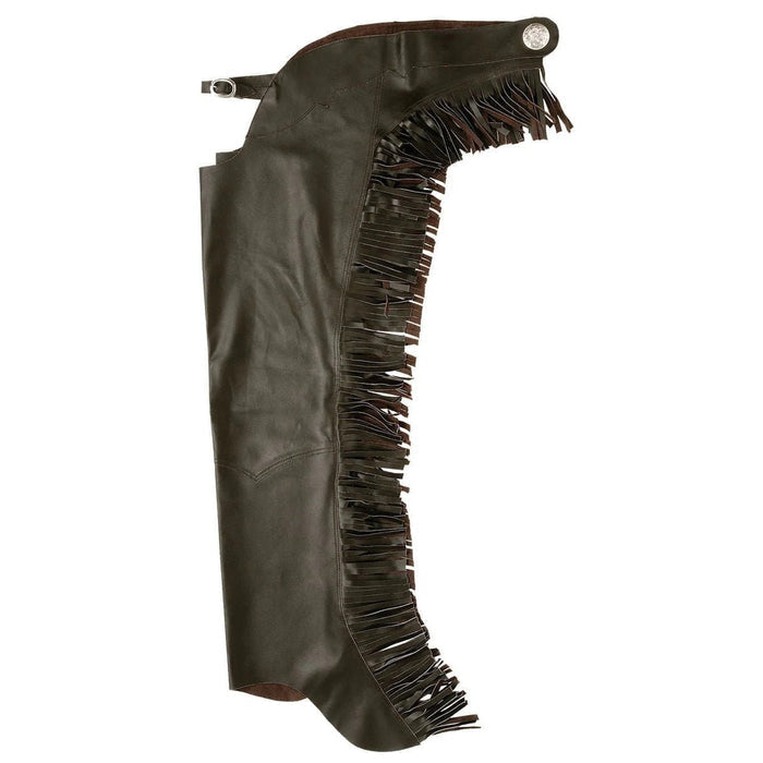 Smooth Leather Chaps with Fringe - JTIAGB - XSmall - Black - 1