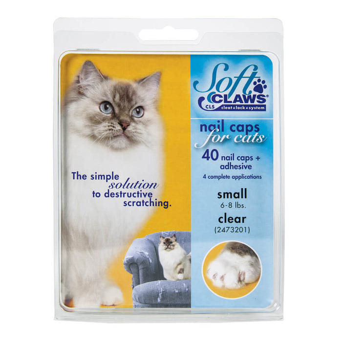 Soft Claws Nail Caps for Cats, 40 ct - 008SH-73201 - Clear - Small - 5