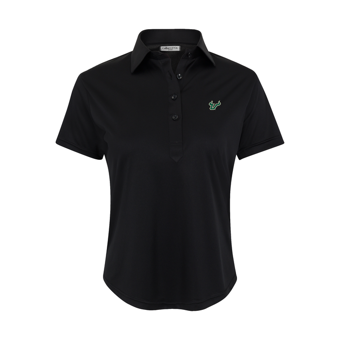 South Florida Women's Cap Sleeve Semi Spread Polo Black