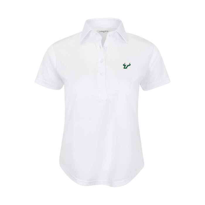 South Florida Women's Cap Sleeve Semi Spread Polo White