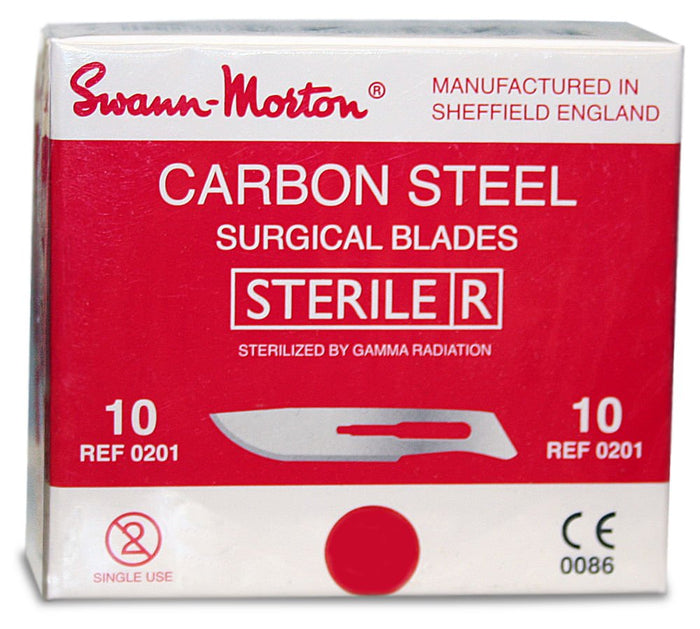 Swann Morton Scalpel Blades, 10, 100 ct - 014-MEDBS10 - Silver - Box of 100 - 1