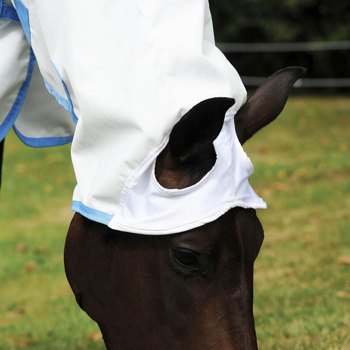 Sweet Itch Shield Combo Neck Horse Fly Sheet, White/Blue - 0V5EC - 66 in - White with Sky Blue Trim - 2