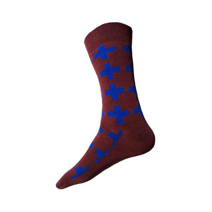Swiss Socks | Burgandy & Cobalt