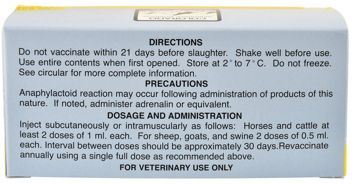 Tetanus Toxoid Concentrate Vaccine for Horses & Livestock - C8TB - 10 Single Dose - 7