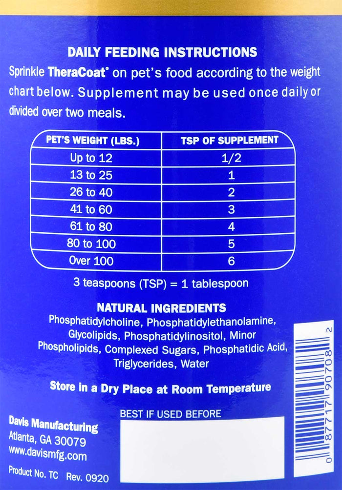 TheraCoat Skin & Coat Supplement for Dogs & Cats - DAVTA - 14.1 oz - 4