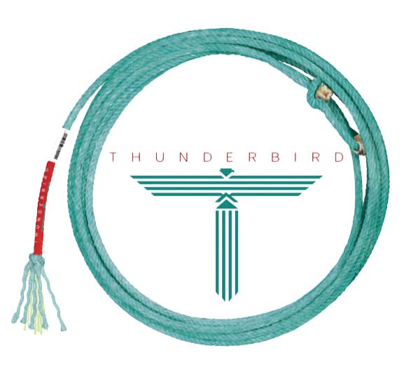 Thunderbird Nylon/Poly Team Ropes - Head & Heel Roping Ropes, Aqua - LR22B - 32 ft Head Rope - XXSoft - Aqua - 1