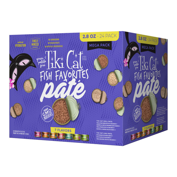 Tiki Cat Wet Cat Food Mega Pack, Fish Favorites Pate, 2.8 oz Cans, 24 ct - 2PWL - 2.8oz, 24 ct - Fish - 1