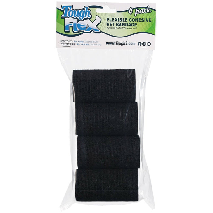 Tough Flex Cohesive Vet Bandages, 4 pk - JTI11K - Black - 4pk - 7