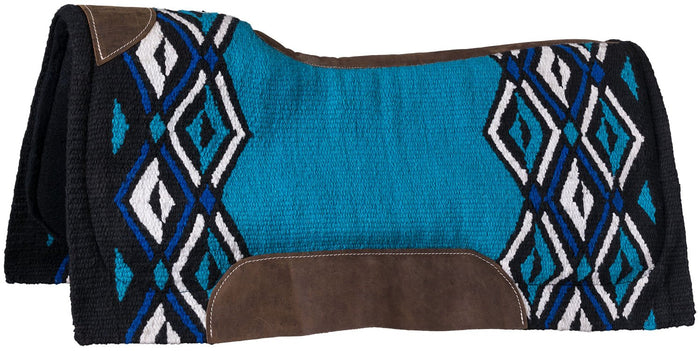 Tough1 Contoured Wool Pachanga Saddle Pad, 34" x 36" - JTIA3T - Light Blue/Royal - 2