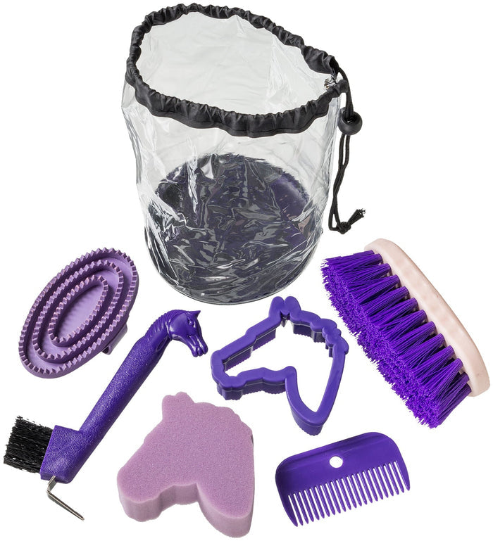 Tough1 Jr. Horse Grooming Kit, 6 Piece - JTIA1O - Purple - 7