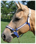 Tough1 Leather Overlay Breakaway Horse Nylon Halter - JTIAS - Purple - 1