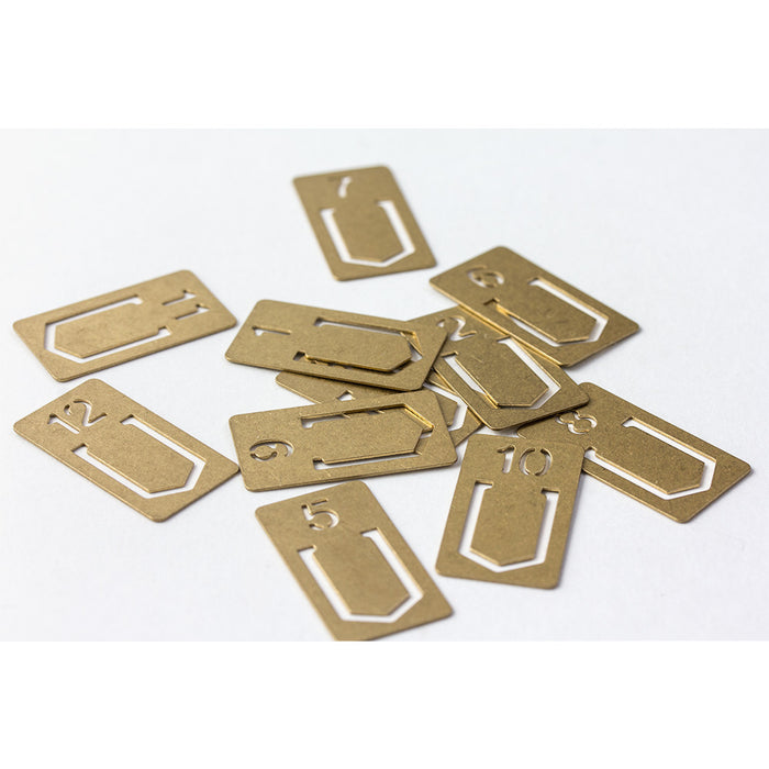 Traveler's Brass Number Clips - Set of 12