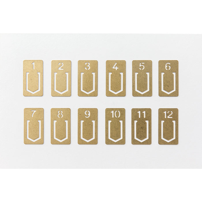 Traveler's Brass Number Clips - Set of 12