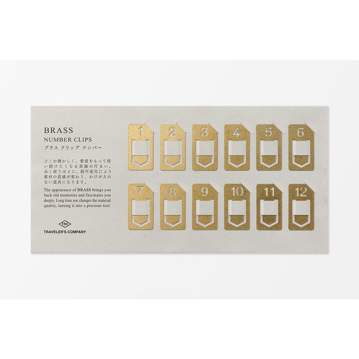 Traveler's Brass Number Clips - Set of 12