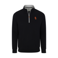 USC Heather Cloud Cotton Quarter Zip Pullover Black with Light Grey Trim