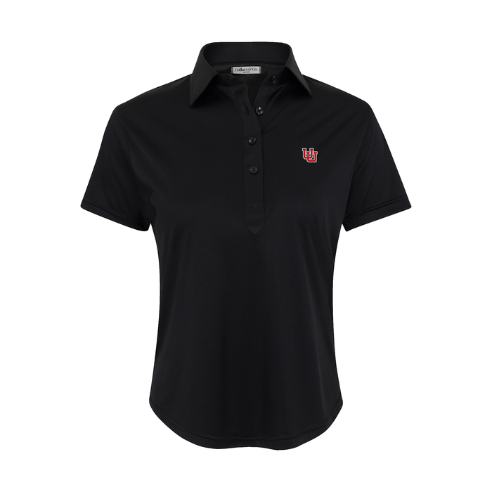 Utah Women's Cap Sleeve Semi Spread Polo Black