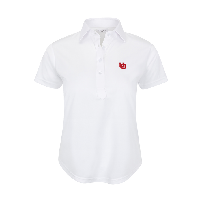 Utah Women's Cap Sleeve Semi Spread Polo White
