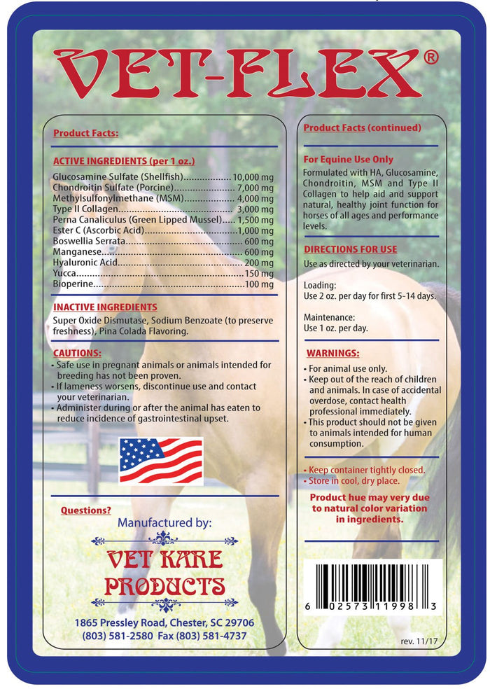 Vet - Flex Liquid Joint Supplement for Horses, 32 oz - VED1B - 2