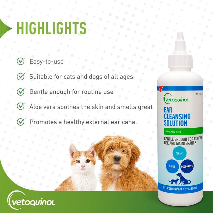 Vetoquinol Ear Cleansing Solution with Aloe for Dogs & Cats - 006VS01-1G - 1 Gallon - 3
