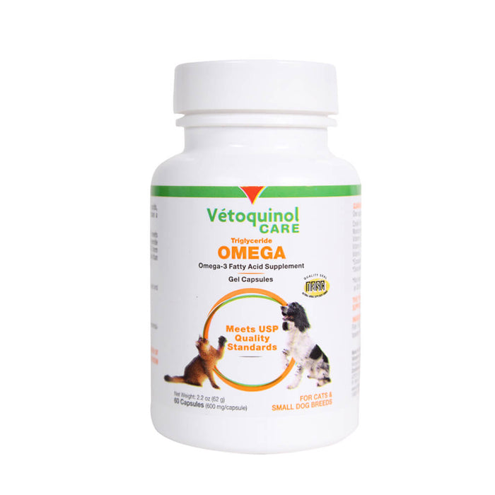 Triglyceride Omega - 3 Fish Oil Capsules for Dogs & Cats – Skin, Coat & Joint Support, 60 ct - 015VET-60S - 60 ct - Small Dogs (Under 30 lbs) & Cats - 1