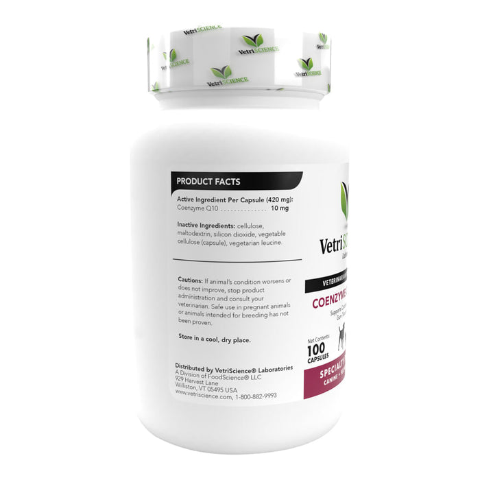 VetriScience Coenzyme Q10 10 mg Capsules for Dogs & Cats – Heart, Cardiovascular & Gum Health Supplement – 100 Count - 015VS-9322-10 - 2