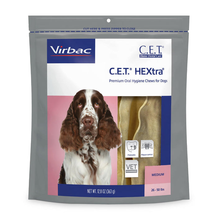 Virbac C.E.T. HEXtra Premium Dental Oral Hygiene Chews for Dogs, 30 ct - 018VR-CET616 - Medium (Dogs 26 - 50 lbs) - 30 ct - 1