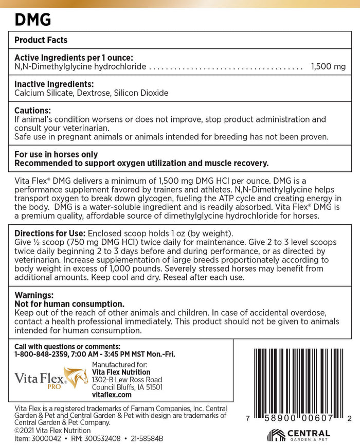 Vita Flex DMG 1500 Horse Supplement, 80 Day Supply - FA5T - 5lbs - 3