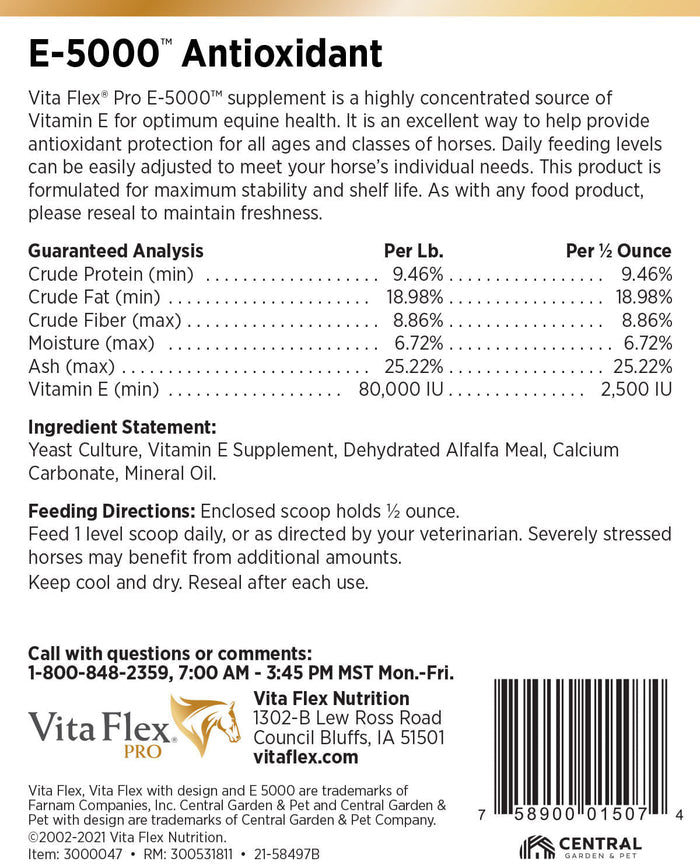 Vita Flex E - 5000 Premium Quality Vitamin E, 128 Day Supply - FA5U - 4lbs - 2