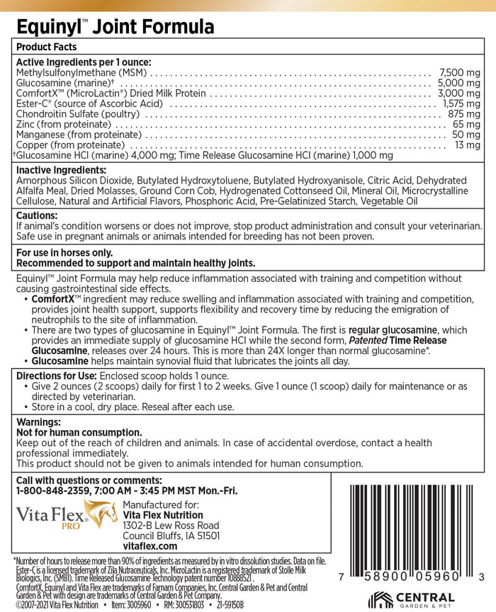 Vita Flex Equinyl Combo Joint Formula Horse Joint Supplement, 60 Day Supply - FA6J - 3.75lbs - 2