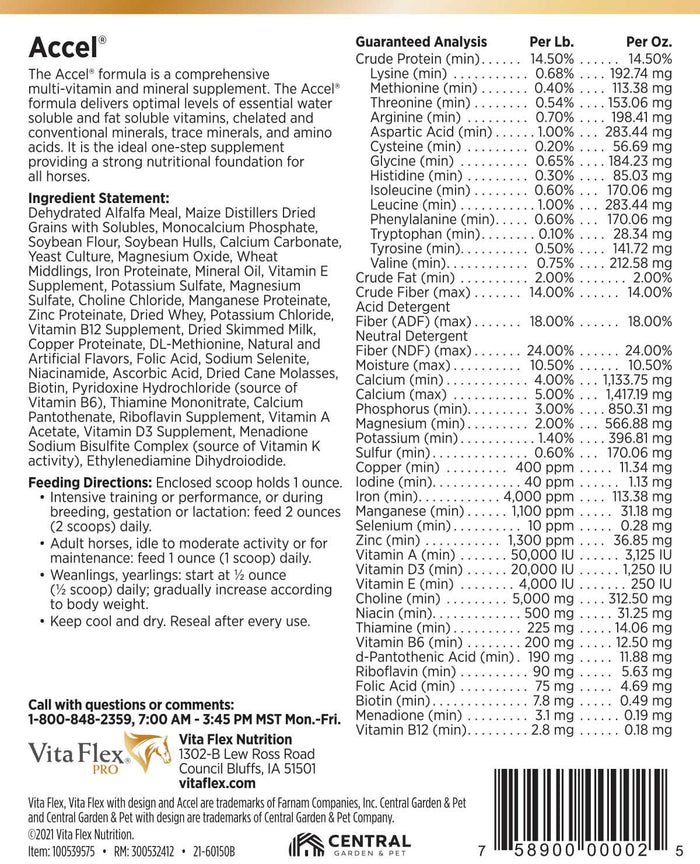 Vita Flex Pro Accel Health & Wellness Formula, Supplement for Horses - FA5L - 5lbs - 3